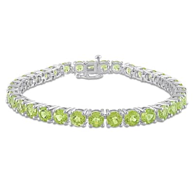 Miadora 19 5/8ct TGW Peridot Tennis Bracelet Sterling Silver
