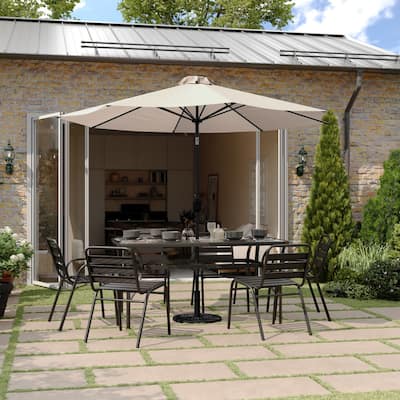 Commercial 9 FT Solar LED Light Umbrella with Crank and Tilt Functions