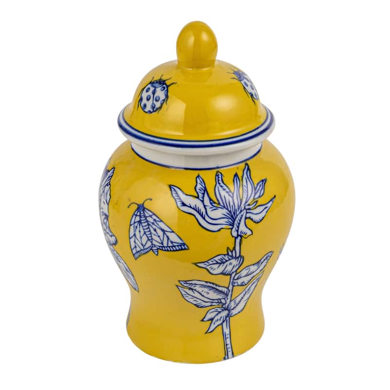 Ceramic Ginger Jar with Domed Lid - Yellow