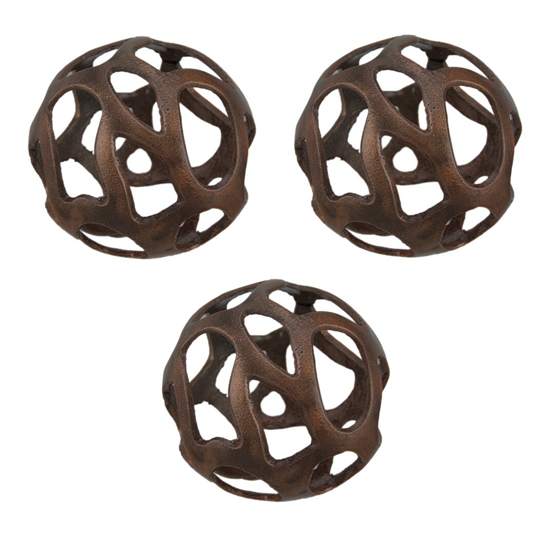 Shop Copper Finish Aluminum Table Art Set Of 3 Decorative Balls