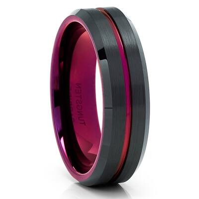 6Mm Purple Tungsten Carbide Wedding Engagement Ring Comfort Fit Cobalt Free
