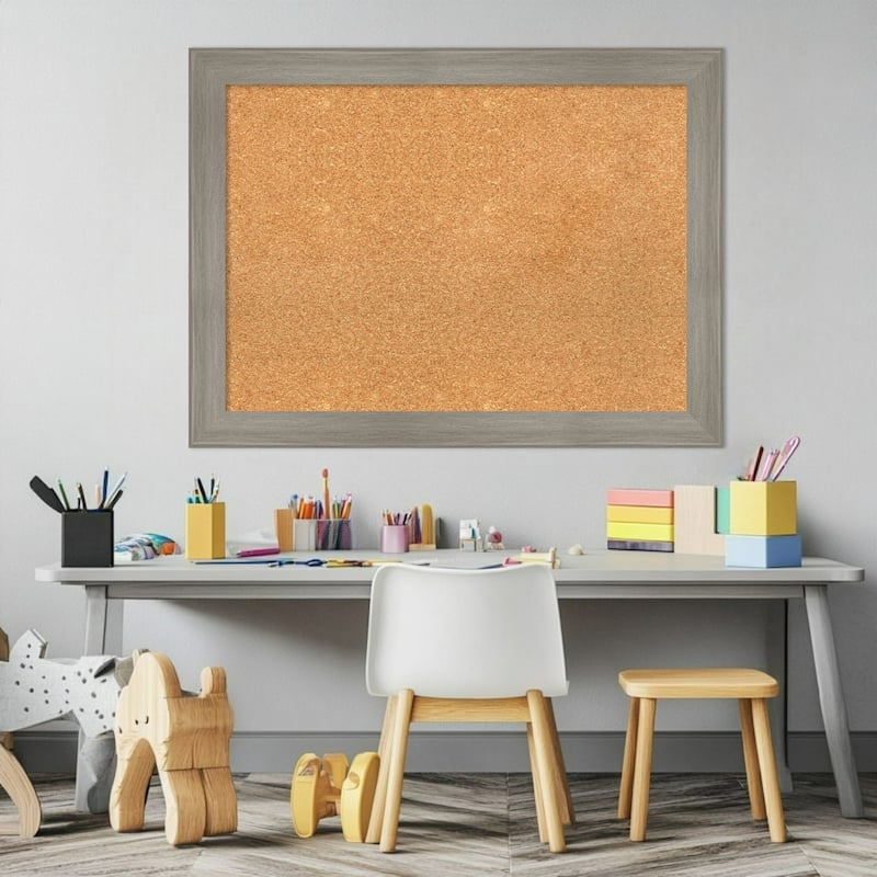 Grand Greywash Narrow Framed Cork Board - Bulletin Board, Organization Board, Pin Board