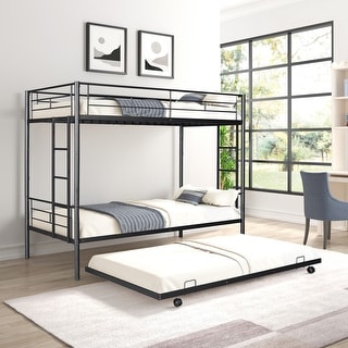 Metal Twin over Twin Bunk Bed with Trundle - Bed Bath & Beyond - 37909524