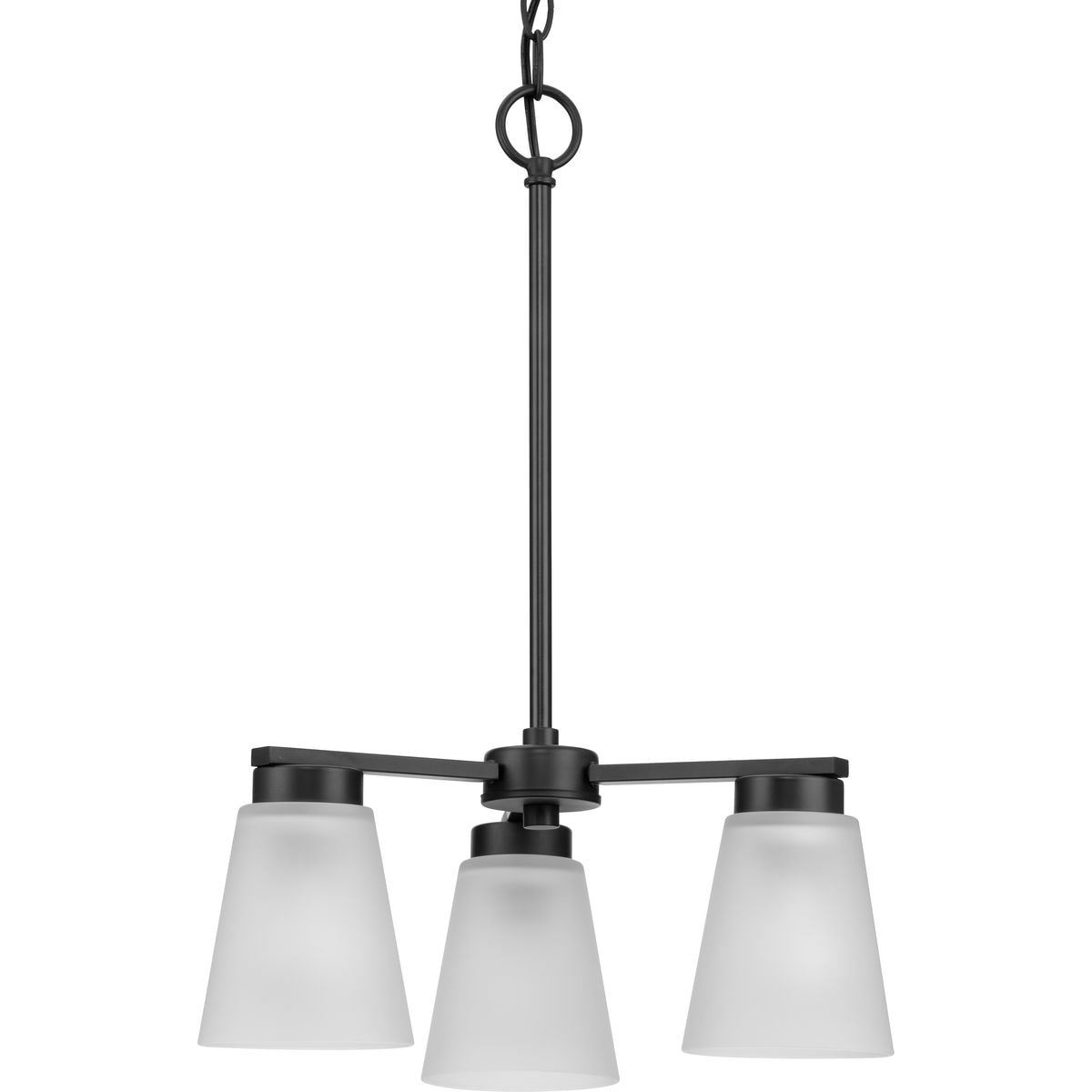 Progress Lighting Tanner Collection Three-Light Matte Black Transitional Chandelier - 16.62 in x 16.62 in x 21.5 in