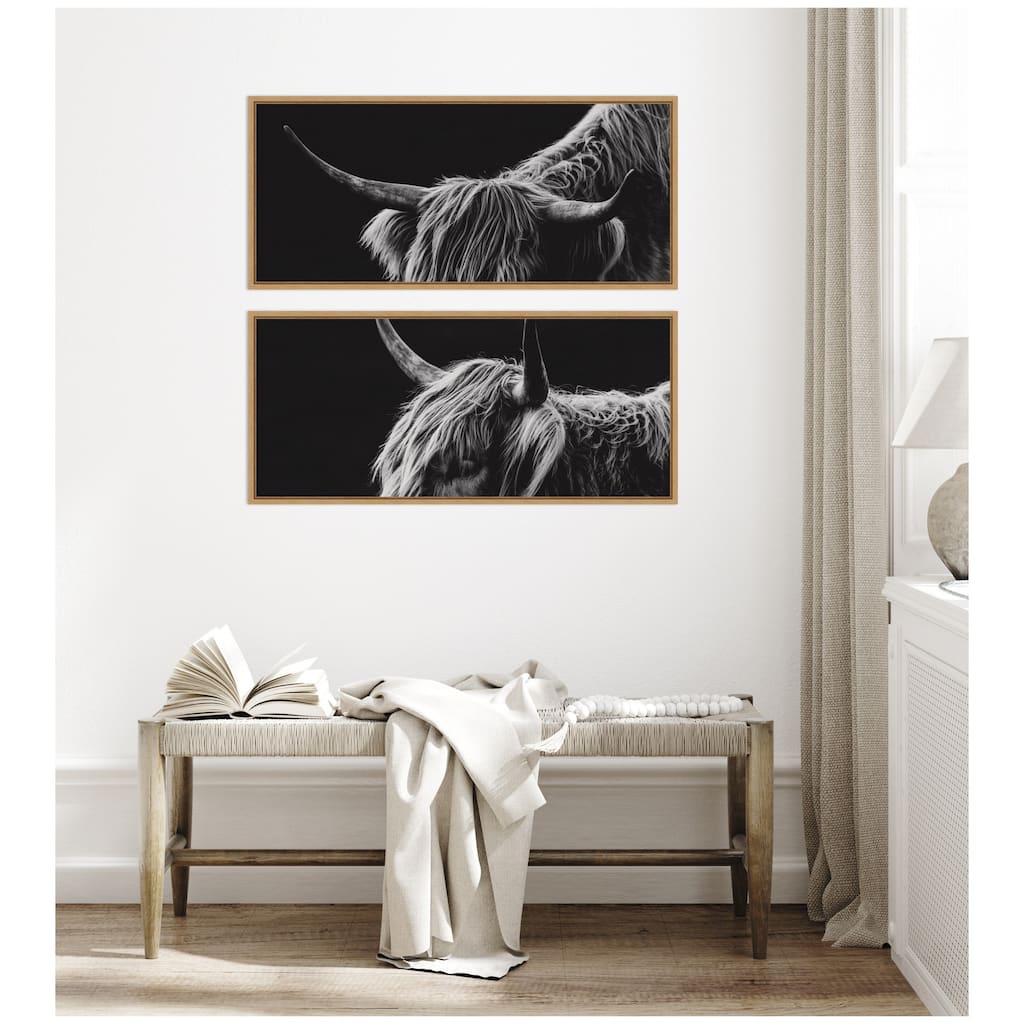 Kate and Laurel Natural Scottish Highland Panel 2 Piece Framed Canvas Wall Art Set by Crystal Lynn Collins