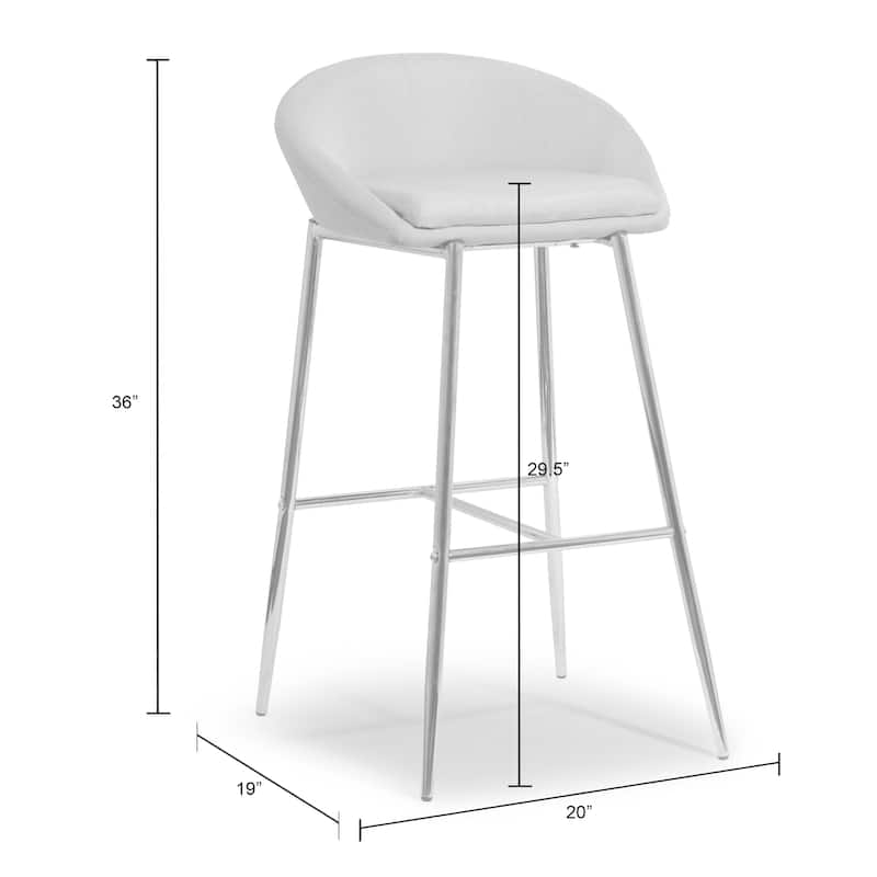 Agatha Modern Cream Fabric and Chrome Bar Stools (Set of 2)