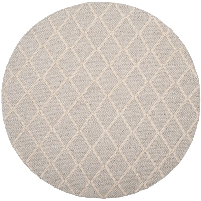 SAFAVIEH Handmade Natura Qiong Wool/ Viscose Trellis Rug - 4' x 4' Round - Silver/Ivory