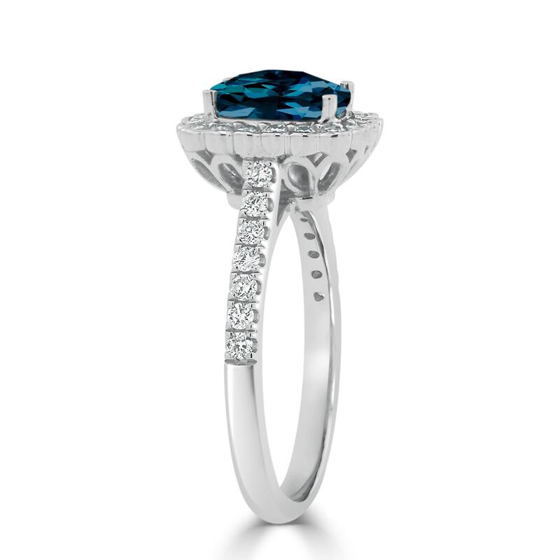 Auriya Vintage 1 1/3ct Cushion-cut London Blue Topaz Halo Diamond Engagement Ring 1/2ctw 14k Gold