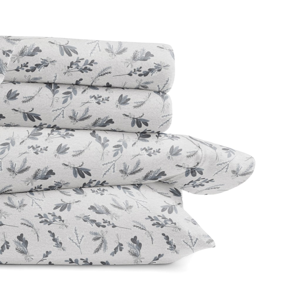 Becky Cameron Botanical 4 Piece 100% Cotton Brushed Flannel Deep Pocket Bed Sheet Set