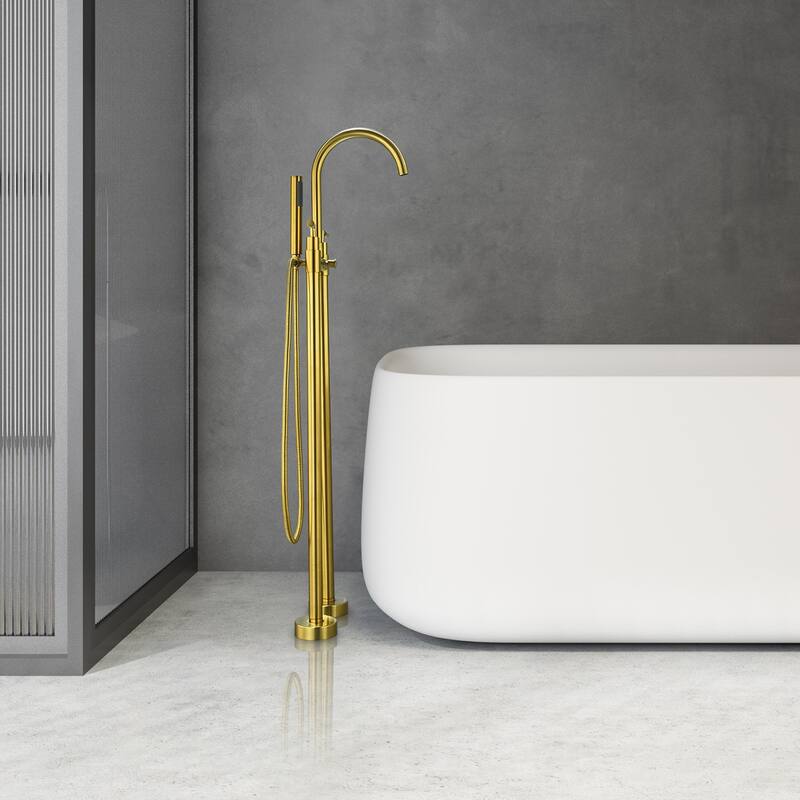 Altair Gnosall Double Lever Handle Freestanding Floor Mounted Tub Filler with Handshower