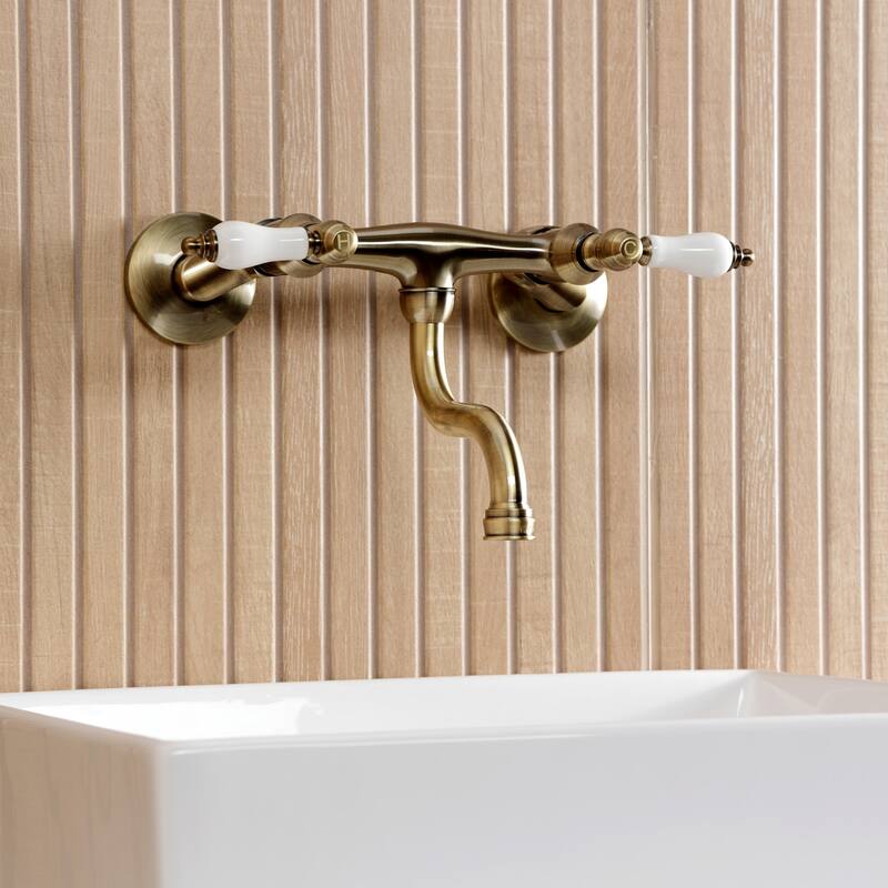 Kingston Brass Kingston Two-Handle 2-Hole Wall Mount Bathroom Faucet