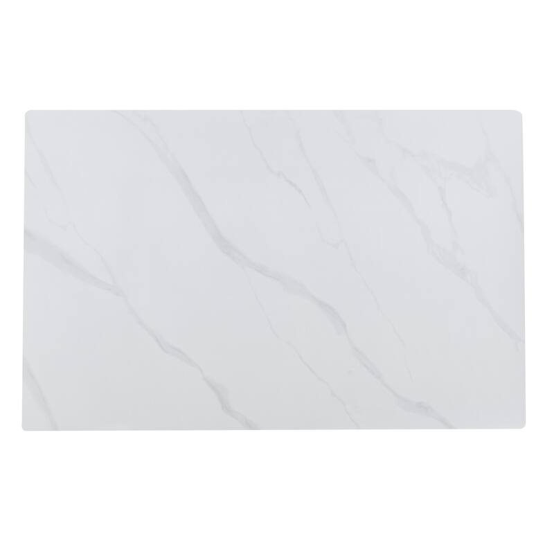 Mina Sintered Stone Rectangular Dining Table - Modern Scratch & Heat Resistant Kitchen Table with Solid Rubberwood Legs