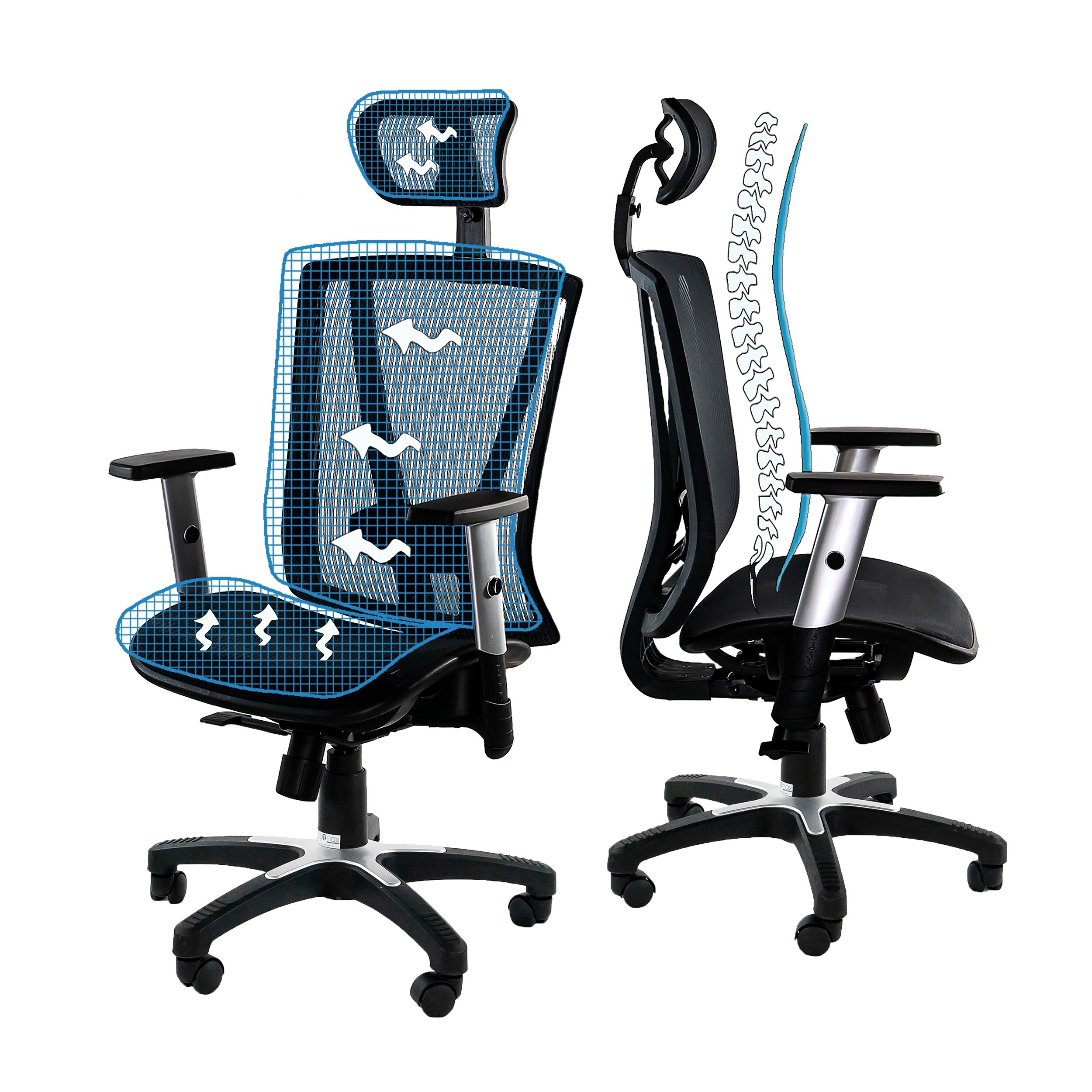 ErgoMax Ergonomic Office Chair Height Adjustable Back Mesh, Home