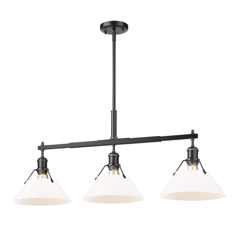 Orwell 3-Light Linear Pendant in Matte Black with Opal Glass