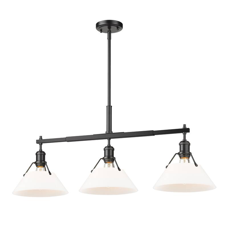 Yep by Golden Lighting Orwell 3-light Island Light in Matte Black and Opal Glass