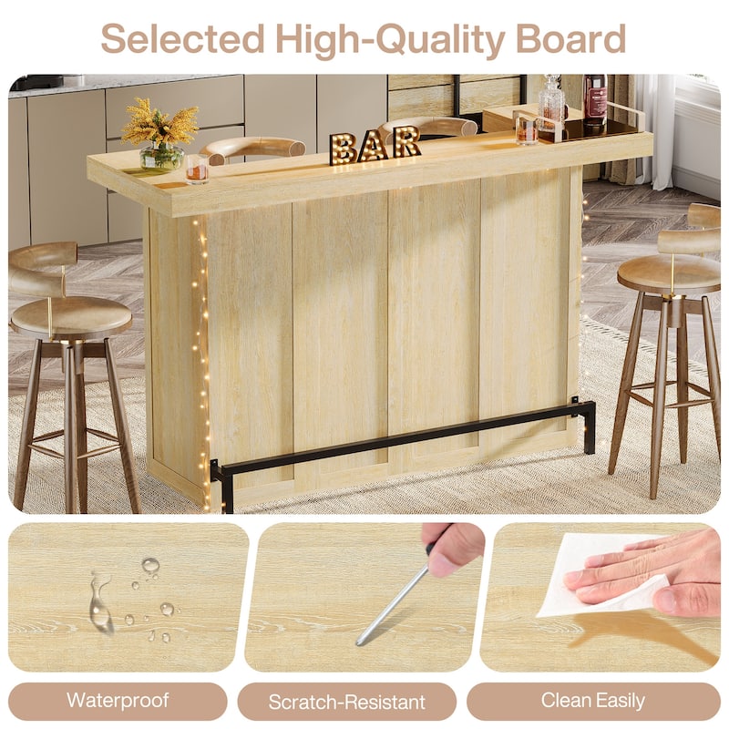 4-Tier Bar Table, 70.9-Inch Large Modern Home Bar Cabinet