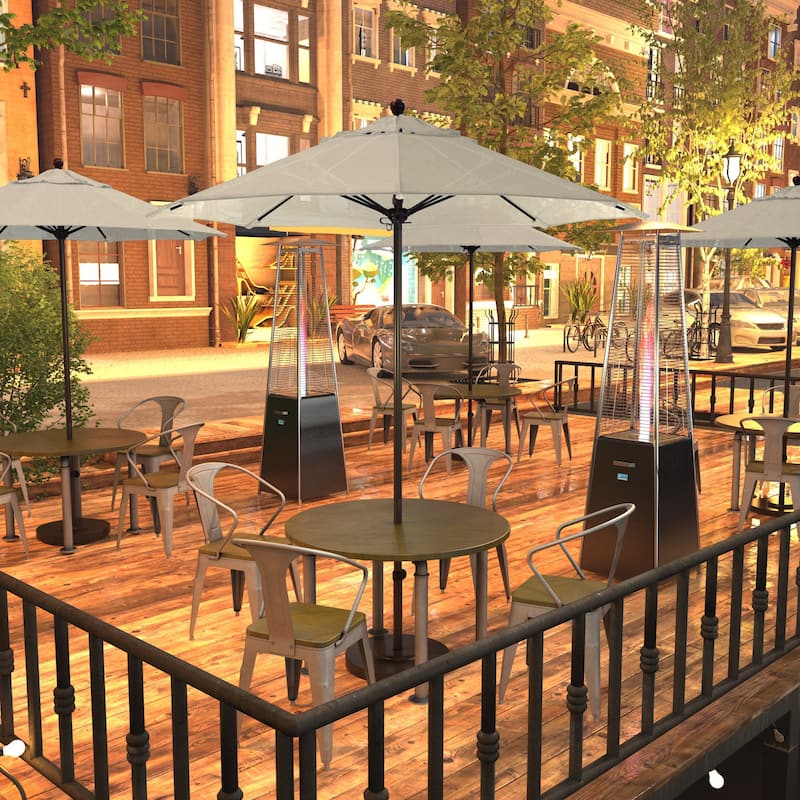 California Umbrella 7.5' Venture Series Patio Umbrella, Bronze Aluminum Pole Fiberglass Ribs Push Lift, Pacifica Pacific Blue - Beige