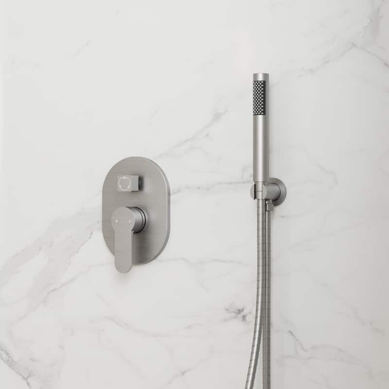 GRANDJOY Dual Shower Heads with Handheld Spray 10" Rainfall Wall Mount Shower Faucet Set