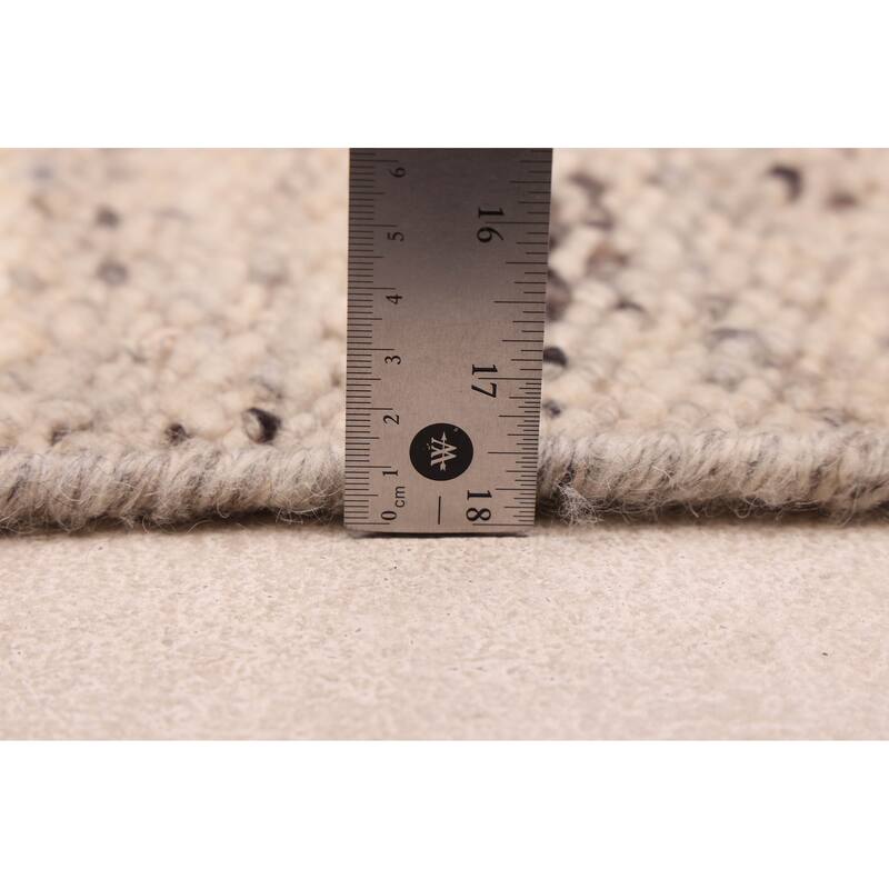 ECARPETGALLERY Hand Woven Looma Light Grey Wool Rug - 8'3 x 10'2