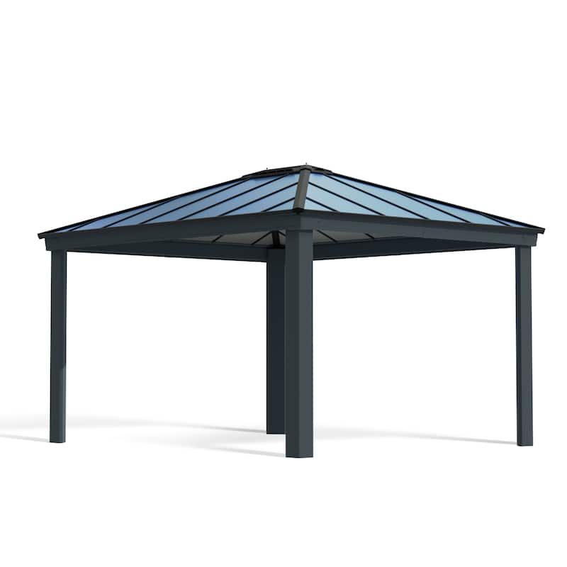 Dallas Gray/Gray Opaque Outdoor Gazebo with Insulating and Sleek Roof Design