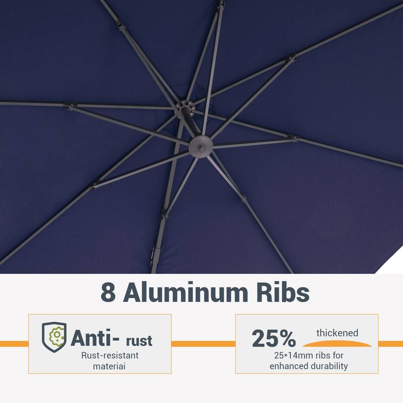 LIVOOSUN 11ft Patio Offset Umbrella Cantilever Umbrella with Base