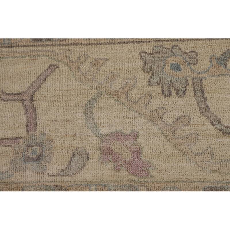 Vegetable Dye Oushak Turkish Floral Area Rug Handmade Wool Carpet - 9'6"x 11'8"