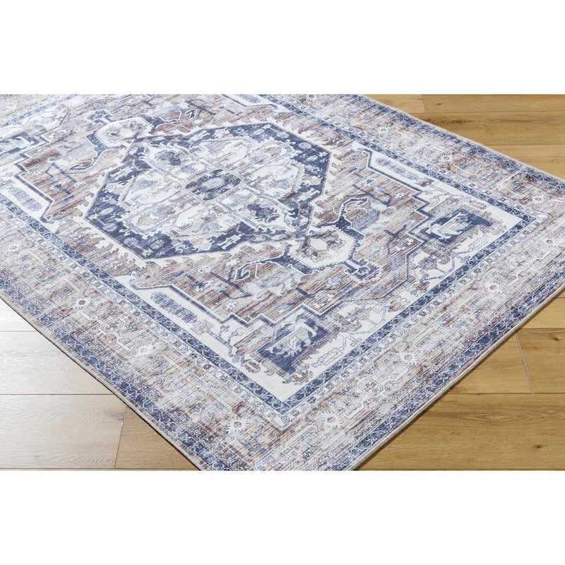 Livabliss Traditional Georgina Medallion Washable Area Rug