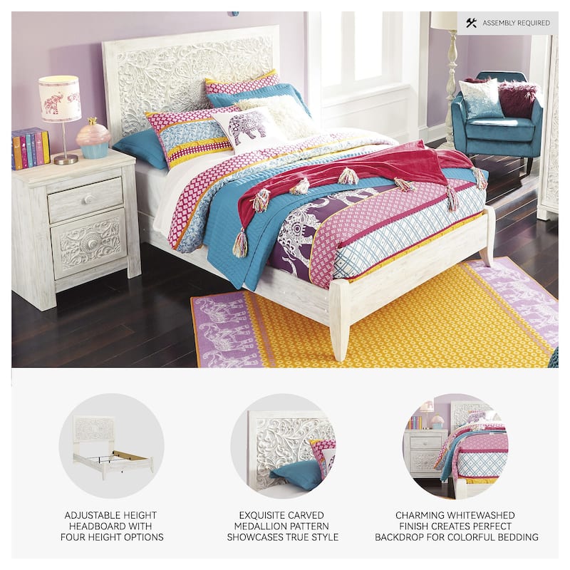 Paxberry Whitewash Panel Bed
