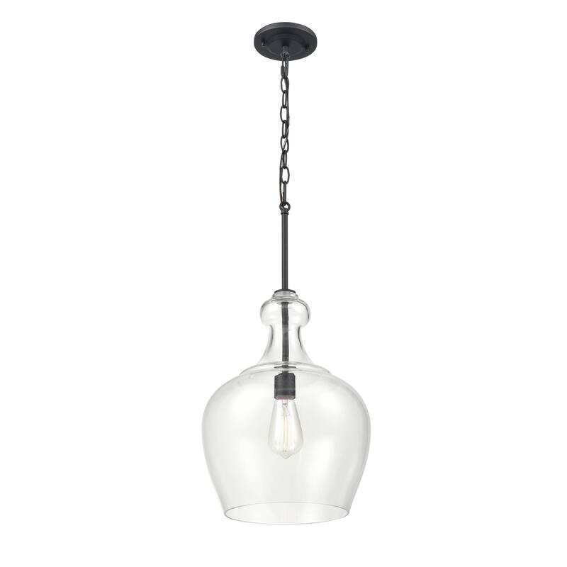 Millennium Lighting Corra 1 Light Pendant Fixture in Multiple Finishes with Glass Shade