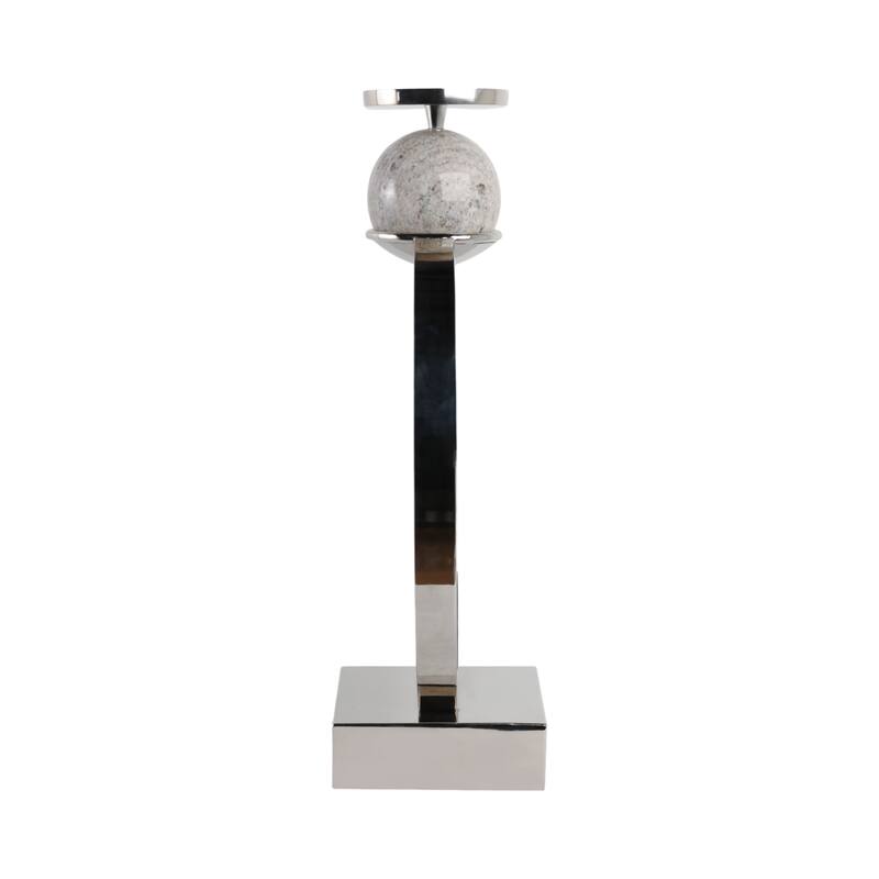 Candle Holder - Metal with Marble Sphere