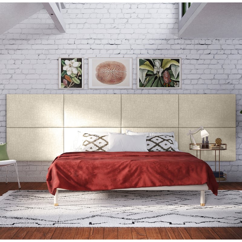 Jaxx Panelist Padded Headboard - Set of 2 Wall Panels - Microvelvet Dune Beige - King
