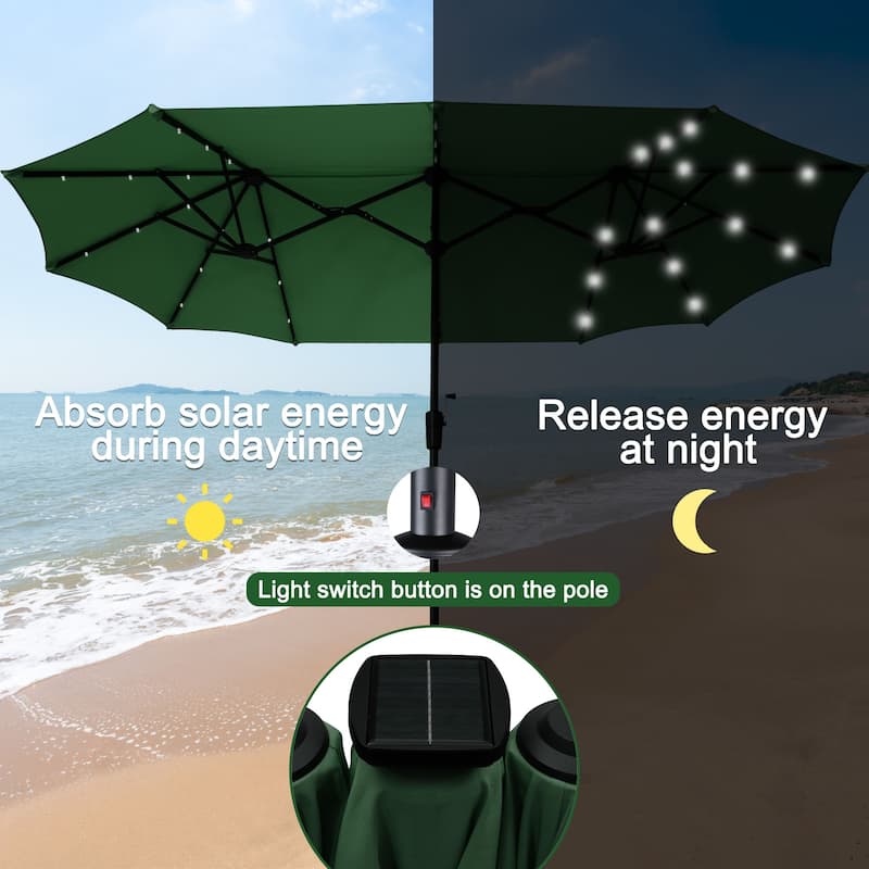 Autlaycil 13ft Extra Large Patio Umbrella with Solar Lights(Without Base)