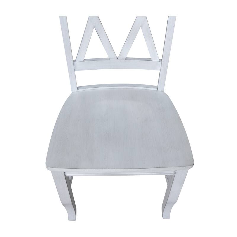 Double X-Back Solid Wood Chairs - Set of 2
