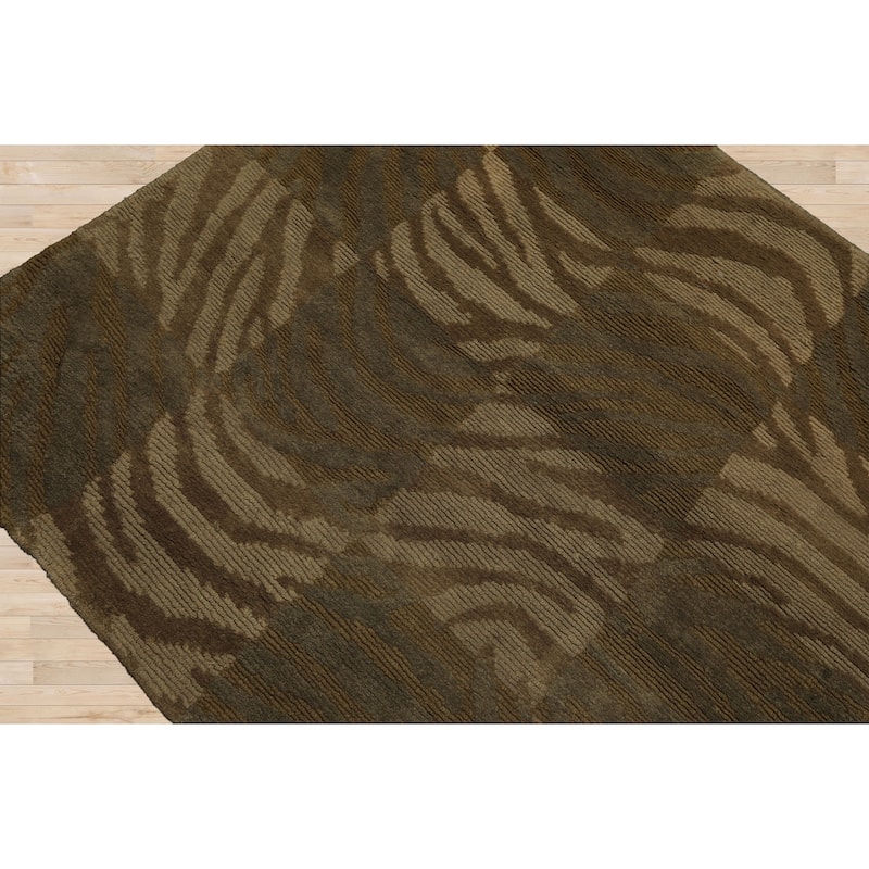4x4 Square Hand Knotted Wool Tan Modern & Contemporary Tibetan Rug - 4' x 4' -Square