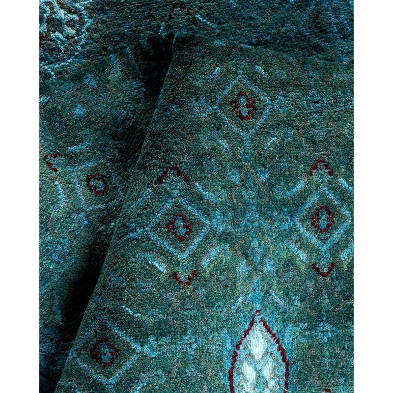 Overton Hand Knotted Wool Vintage Inspired Modern Contemporary Overdyed Blue Runner Rug - 2' 6" x 8' 6"