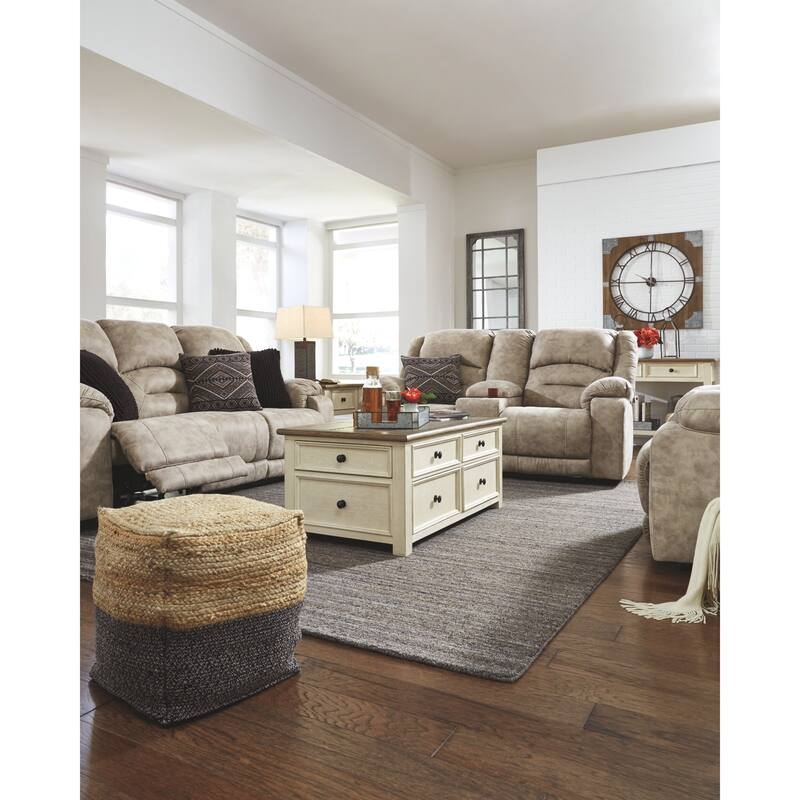 Signature Design by Ashley Sweed Valley Natural/Black Pouf