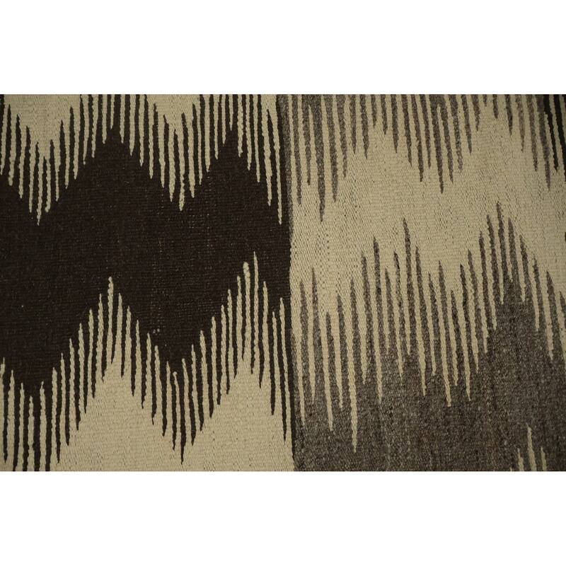 Hand Woven Oriental 100% Wool Carpet Southwestern Modern Beige & Ivories Kilim Area Rug - 8' 9'' X 6' 0''