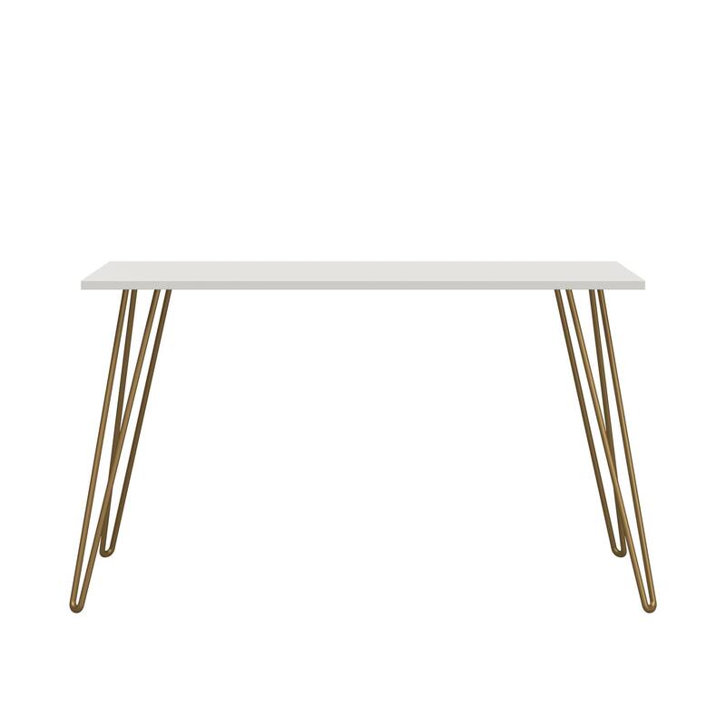 Anmytek White Modern Home Office Writing Desk with Gold Legs for Home ,Office