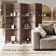 preview thumbnail 11 of 41, HOMCOM 5 Panel 67" Tall Wood Room Divider, Privacy Screen with 3 Display Shelves, and Folding Storage for Bedroom or Home Office