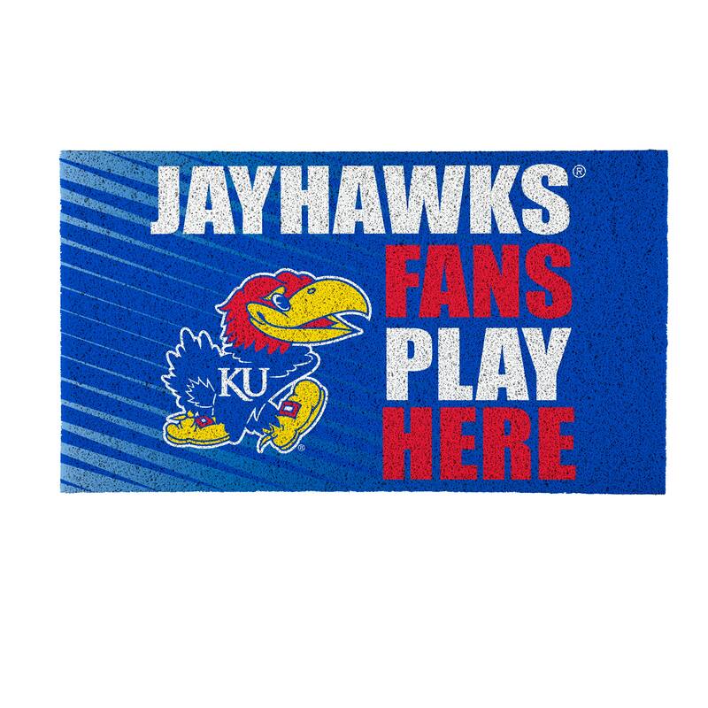 28 in. x 16 in. University of Kansas "Fans Play Here" PVC Door Mat
