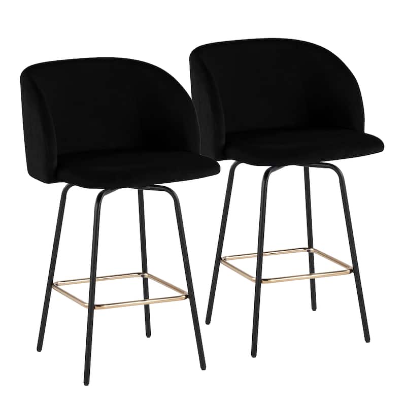 Silver Orchid Harding 26" Fixed-Height Swivel Counter Stool with Metal Legs (Set of 2)