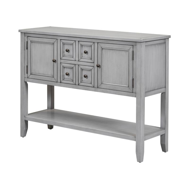 Storage Vintage Console Table with Four Small Drawers and Bottom Shelf