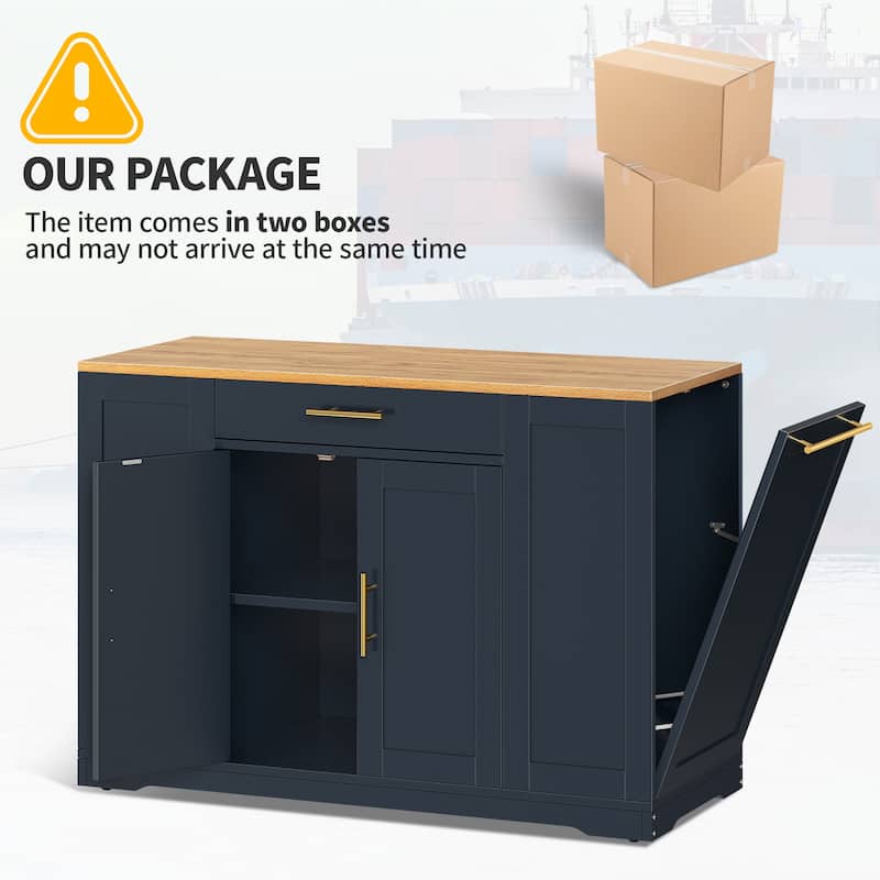 53-inch Rolling Kitchen Island Portable Mobile Kitchen Cart
