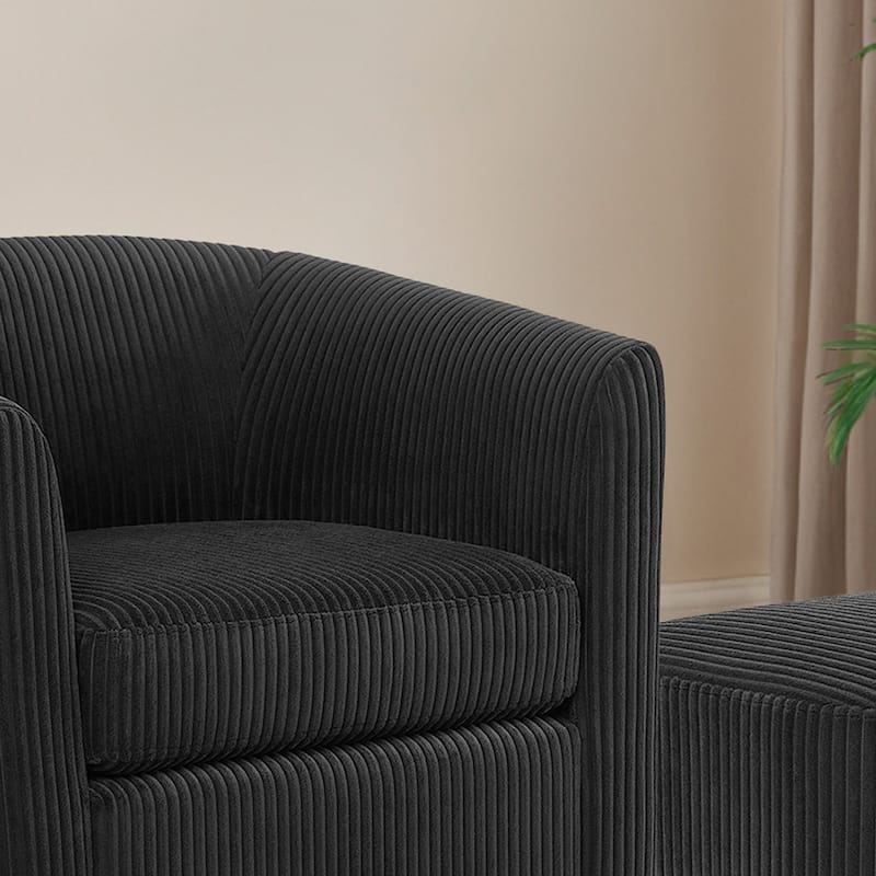 Upholstered Accent Chair,Modern Barrel Chair with Ottoman