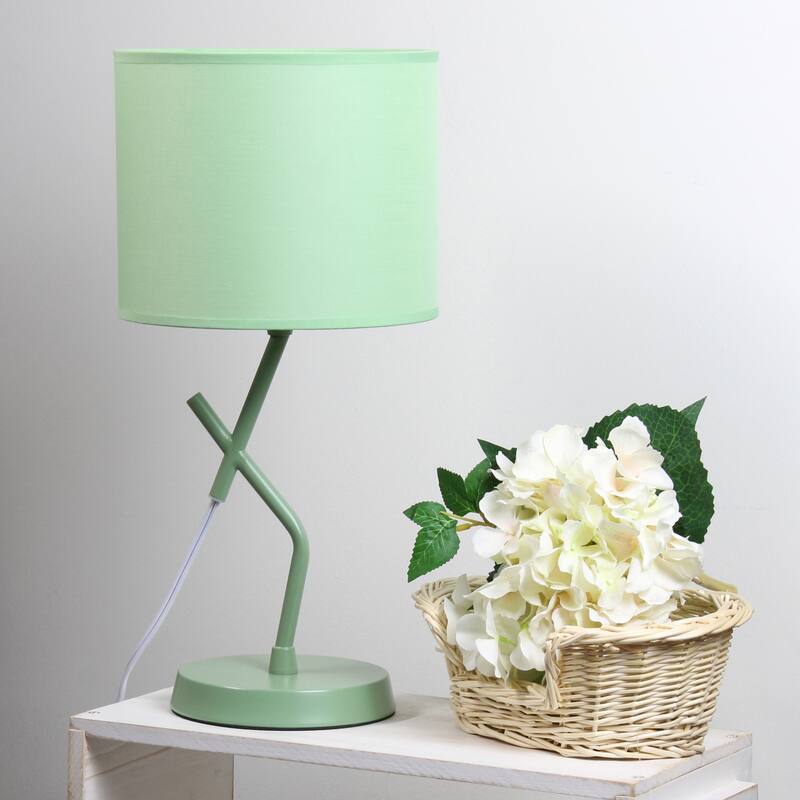 Abstract Angular Table Lamp with Drum Shade - 17" - Green