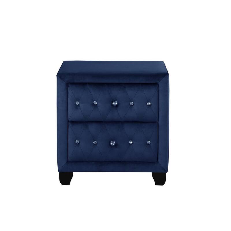 Sophia Crystal Tufted 2-Drawer Nightstand Made with Wood