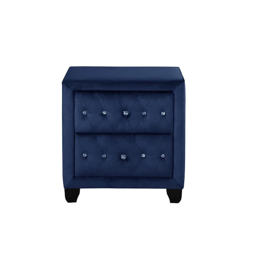Sophia Crystal Tufted 2-Drawer Nightstand Made with Wood