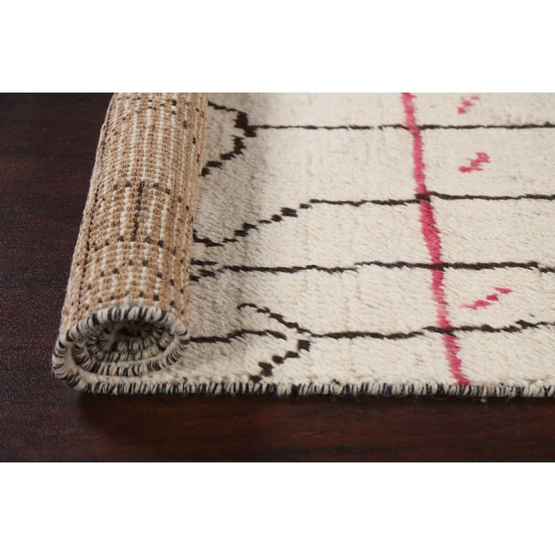 Tribal Moroccan Oriental Wool Area Rug Hand-knotted Foyer Size Carpet - 4'0" x 6'4"