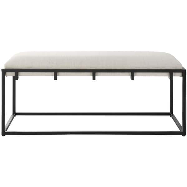 slide 2 of 5, Uttermost 23674 Paradox 47"W Contemporary Iron Framed Upholstered White / Black