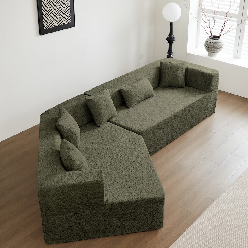 127.5'' Modern Minimalist Sectional Couch With Deep Seat,No Assembly